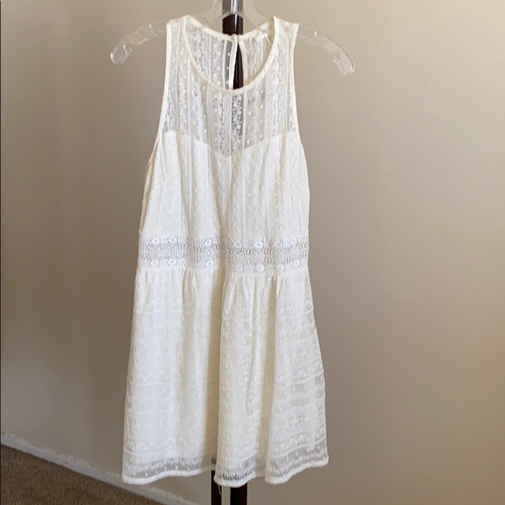 Ivory dress with white lace